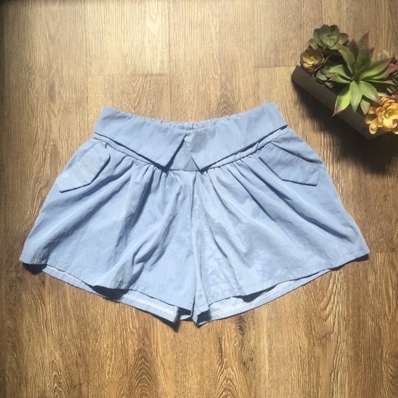 Pants - Blue Flowy Shorts
